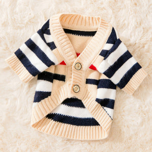 Elevate Your Pet's Wardrobe with Our Striped Knitted Sweater Cardigan