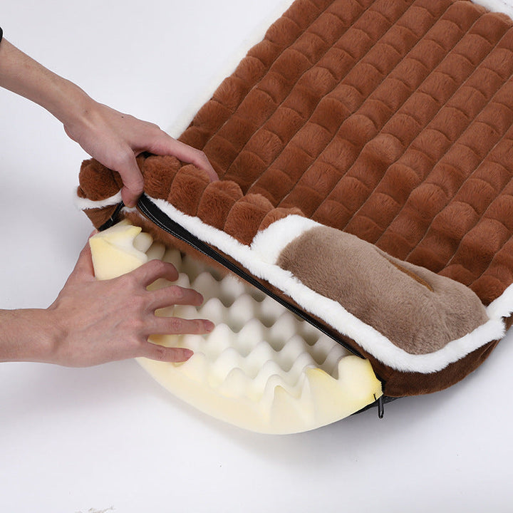 Discover the Ultimate Comfort: Large Grid Rabbit Fur Pet Floor Mat