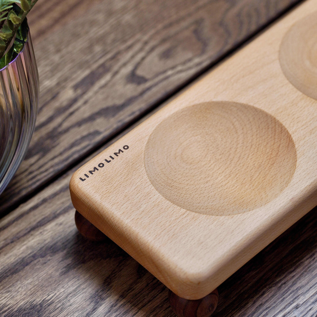 Solid Wood Pet Ceramic Feeding Bowl