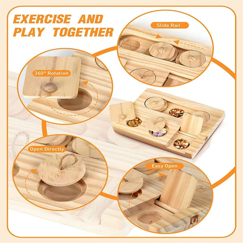 Wooden Hamster Feeder Feeding Snack Dispenser