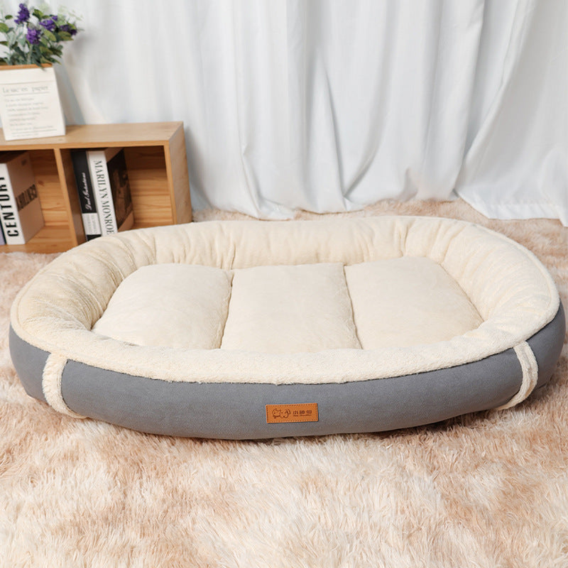 Pet Linen Round Nest Non-slip Plush Bed