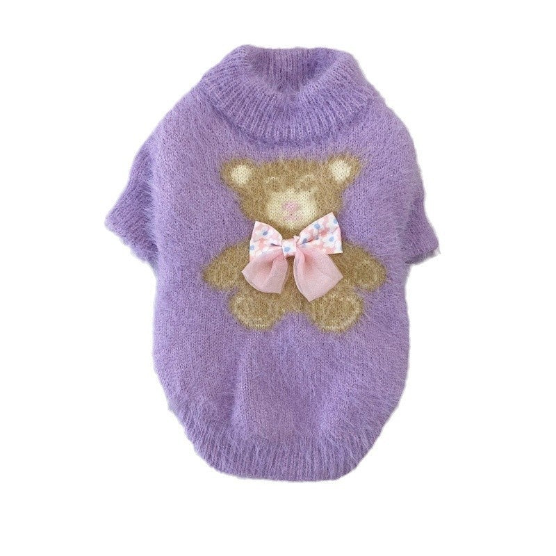New Winter Dog Cat Bow Tie Bear Sweater