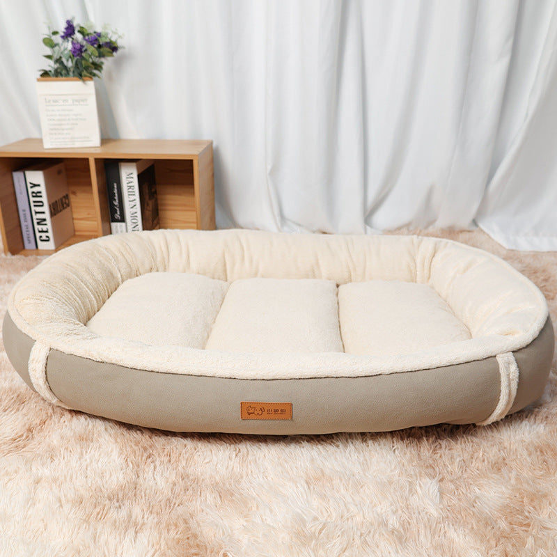 Pet Linen Round Nest Non-slip Plush Bed