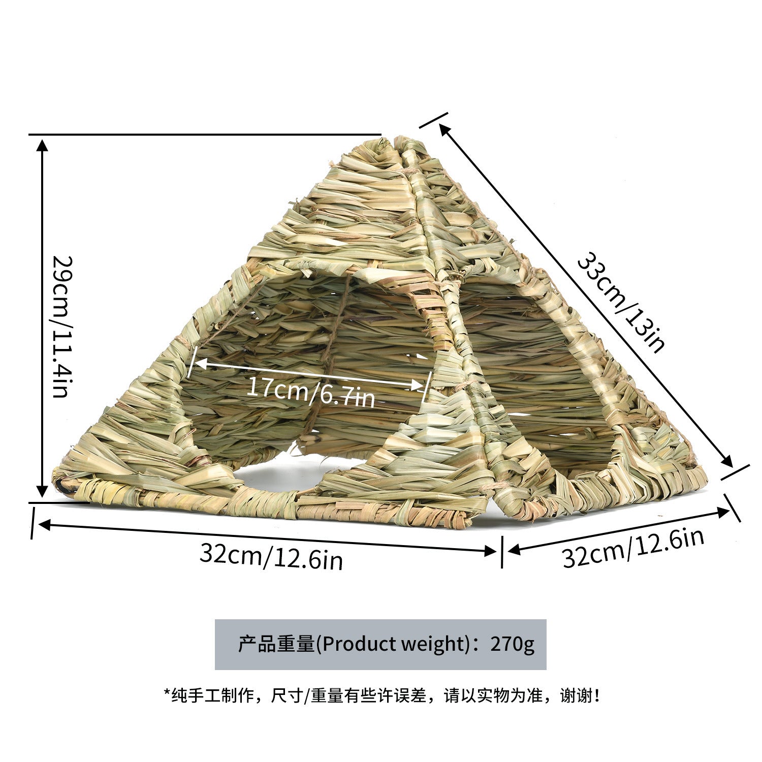 Pet Foldable Grass Hut Rabbit Nest