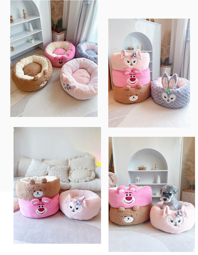 Universal Autumn And Winter Plush Round Pet Bed
