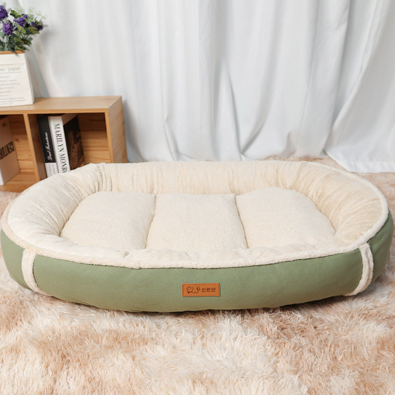 Pet Linen Round Nest Non-slip Plush Bed