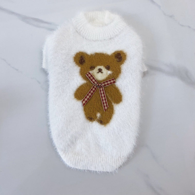 New Winter Dog Cat Bow Tie Bear Sweater