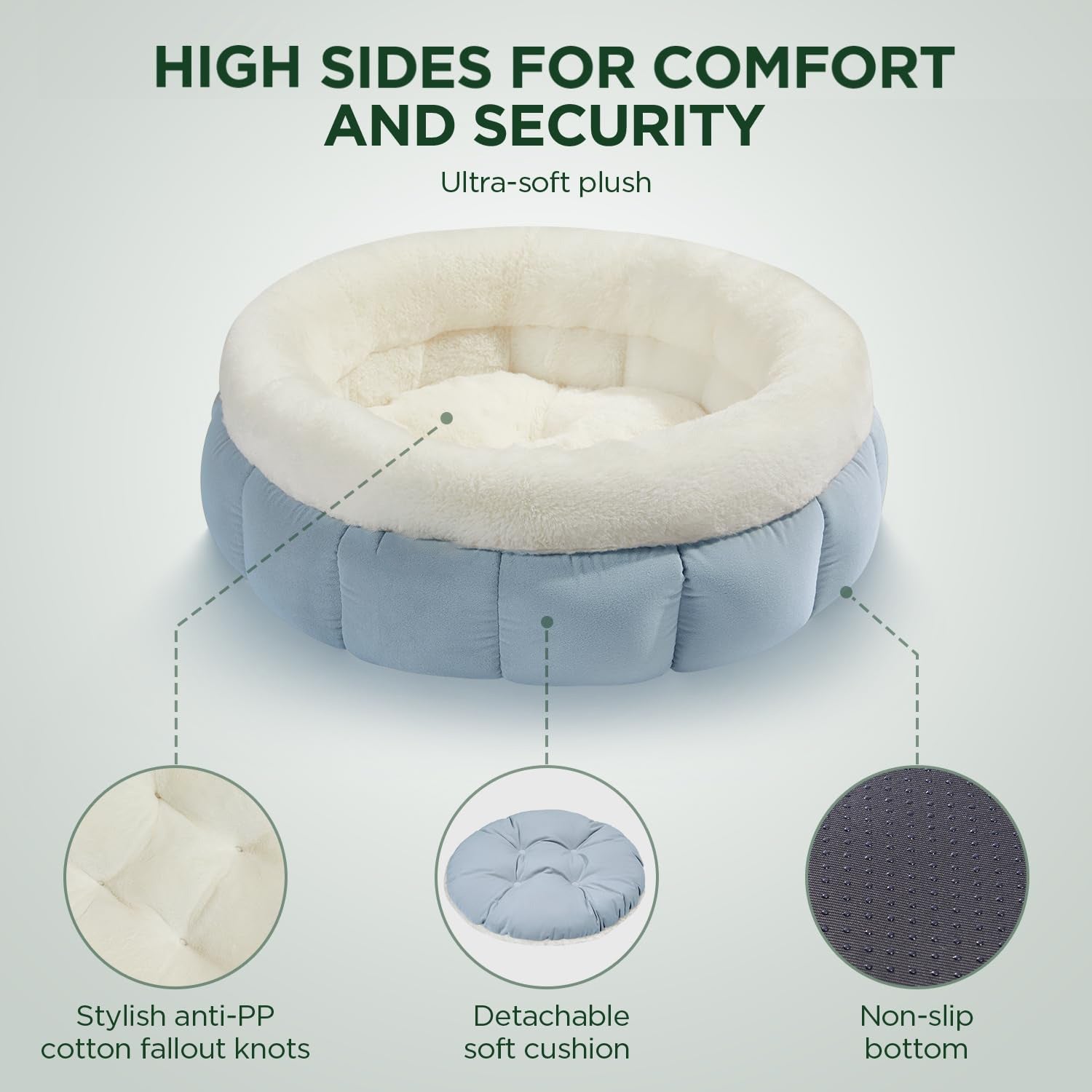 Round Plush Anti-Slip Bottom Pet Bed