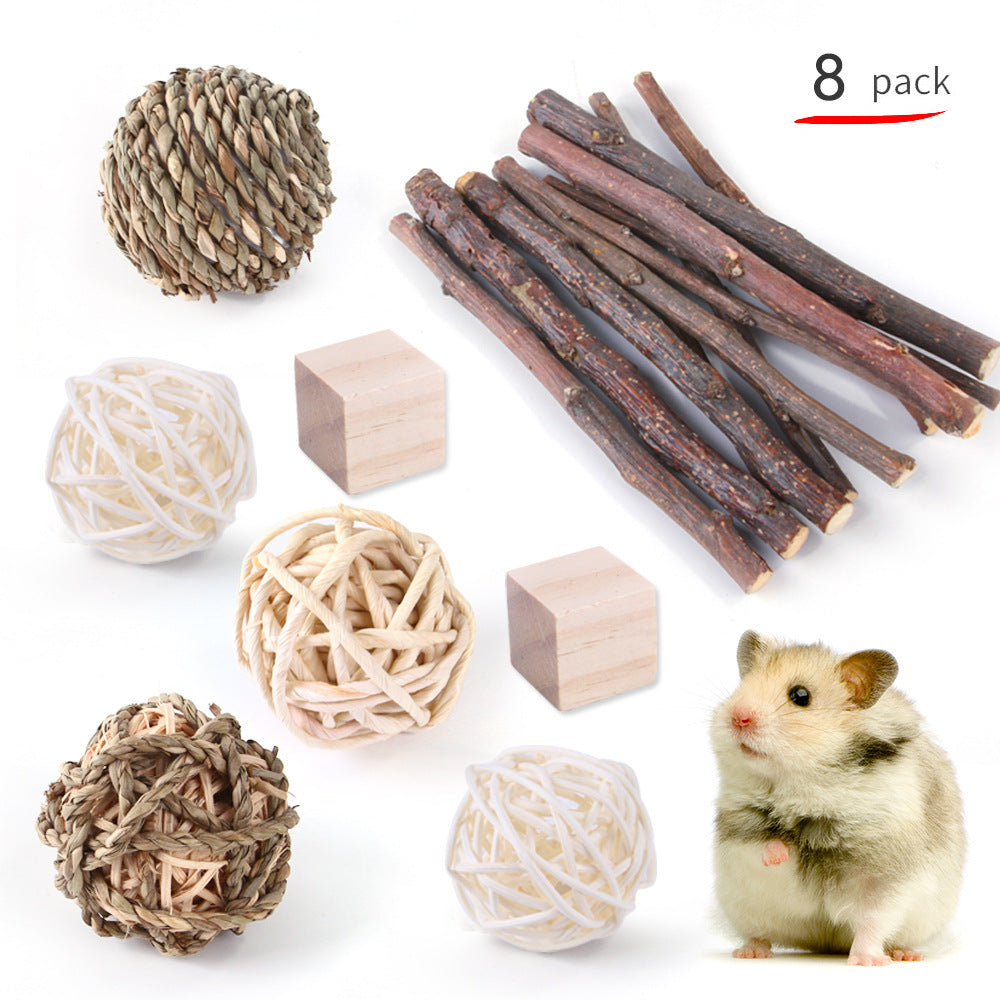 Pet Rabbit Guinea Pig Parrot Playing Molar Wooden Supplies Combination