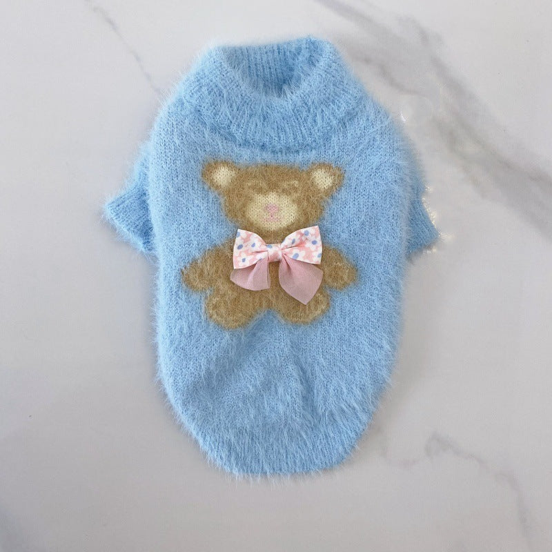 New Winter Dog Cat Bow Tie Bear Sweater