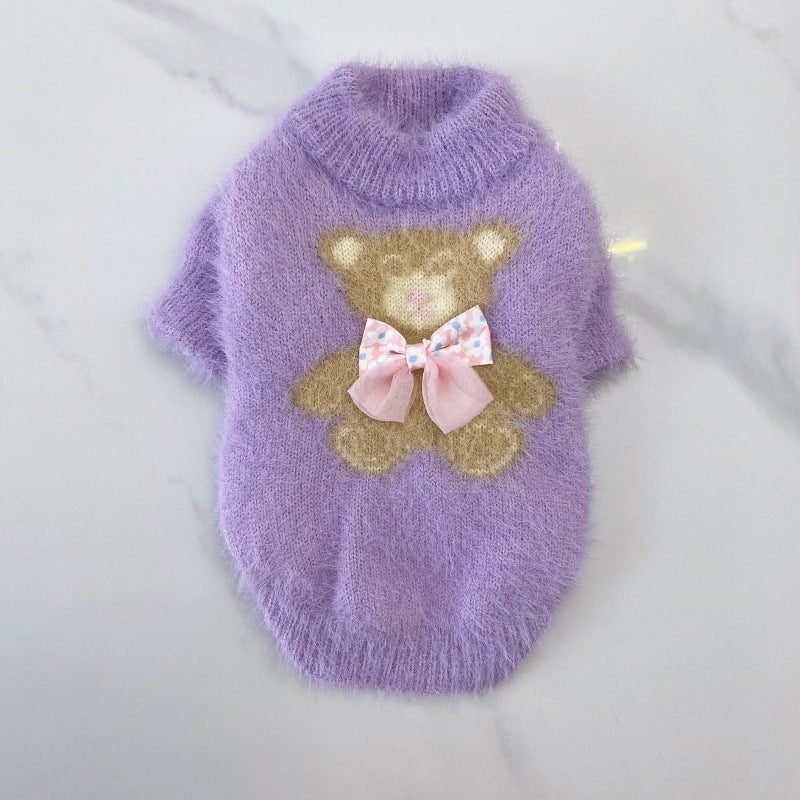 New Winter Dog Cat Bow Tie Bear Sweater