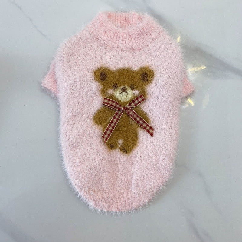 New Winter Dog Cat Bow Tie Bear Sweater