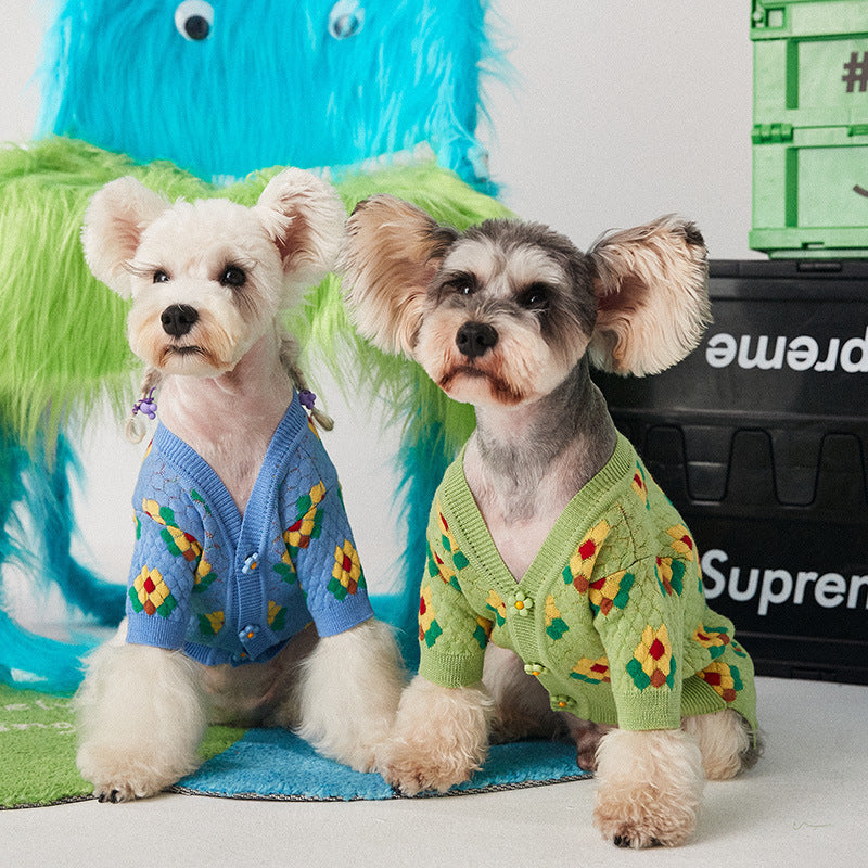 Pet Small Flower Dog Sweater Cardigan